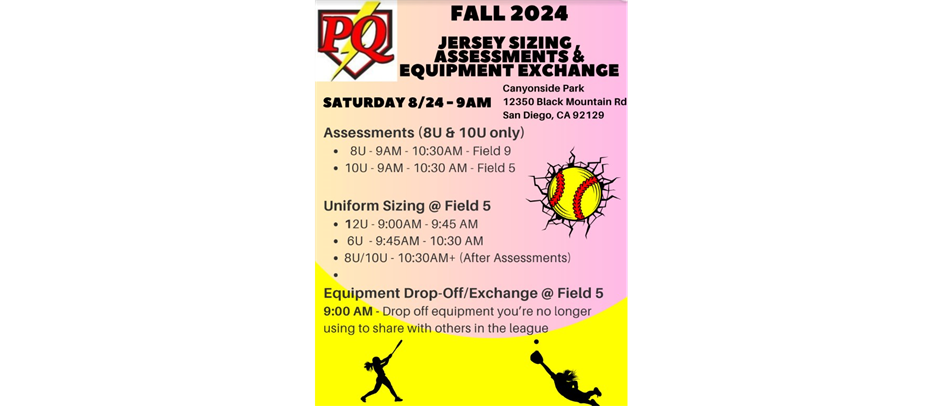 Fall 2024 Assessments - 9AM Saturday 8/24 @ Canyonside 